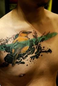patrón de tatuaje de aves de cores modernas no peito