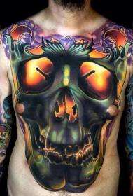 magnífico patrón de tatuaxe personalizado cun cráneo fermoso abdome