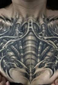 chest black big Mechanical personality tattoo pattern