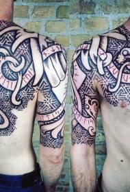 Half A Celtic Tribal Monster with Decorative Tattoo Pattern