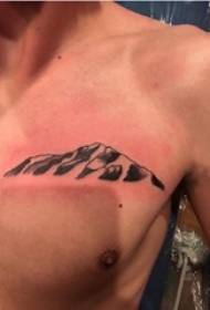 Hill Peak tattoo male chest black mountain tattoo picture