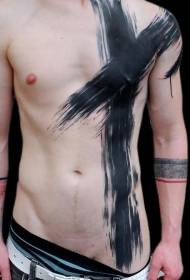 model de tatuaj de linie încrucișată cu cerneală neagră abdomen