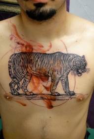 Këscht al Schoul schwaarz a wäiss Big Tiger Tattoo Muster