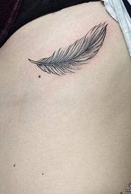 girl chest small fresh sexy feather tattoo pattern