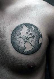 Chest Personality Stinging Earth Tattoo Pattern