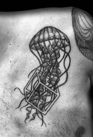 Medusa negra de ombreiro con tatuaxe de cubo