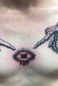 male Chest double finger eye tattoo picture