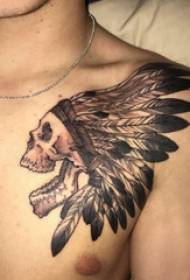 skullTattoo Boys Chest Черная индийская детская татуировка