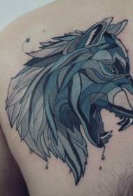 motif de tatouage tête de loup couleur personnalité poitrine