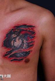 chest mechanical heart tattoo pattern
