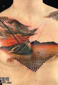 Chest Ship Tattoo Pattern
