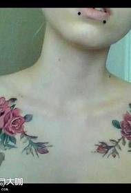 chest rose tattoo pattern