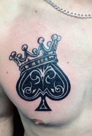 chest black Symbol and crown tattoo pattern
