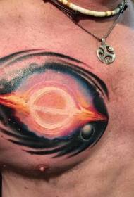 Borst kleur verbazingwekkende planeet explosie tattoo patroon