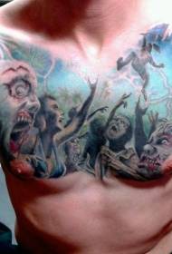 horror movie theme various monster color chest tattoo designs