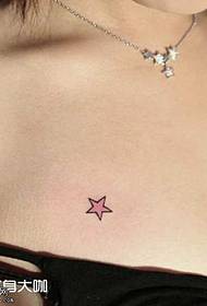 chest pink star tattoo pattern
