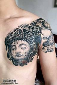 thoracic stone Buddha tattoo pattern