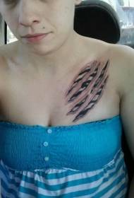 skin tear zebra pattern chest tattoo pattern
