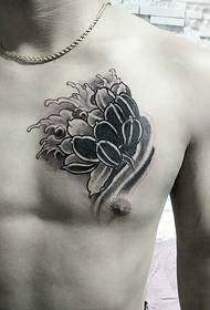 men's chest sexy hot flower tattoo picture