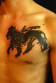 chest lion pattern totem tattoo