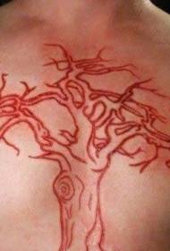 chest red pine cut meat tattoo pattern