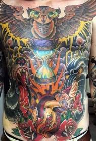 chest and abdomen old school color various animal tattoo designs