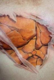 Brustfarbe Haut mit Rock Muskel Tattoo Muster zerrissen