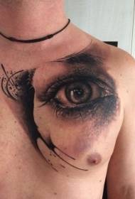 men's chest realistic realistic eye tattoo pattern
