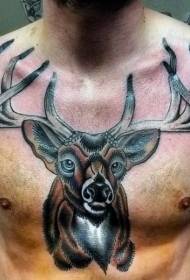 nei Schoul Faarf Këscht Deer Head Tattoo Muster