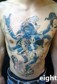 chest and abdomen half-color Hindu idol tattoo pattern