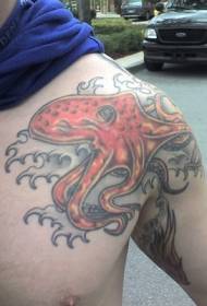 devil octopus chest tattoo pattern