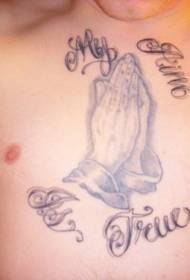 patró de tatuatge a la mà de l'oració al pit patró de la lletra anglesa