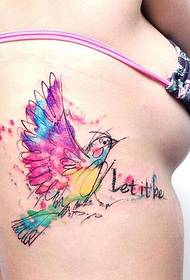 beautiful colored bird tattoo work