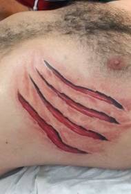 tatuaje de tatuaje de cicatriz de impresión de pata de color muy realista