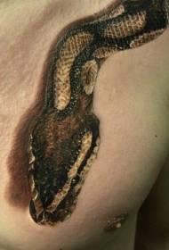 chest super realistic snake tattoo pattern