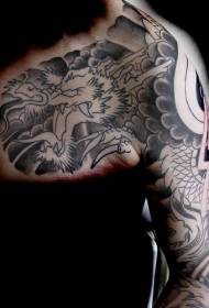 model de tatuaj dragon dragon pe jumătate armură