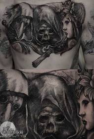 Chest death tattoo pattern