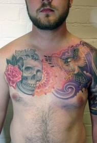 väri kallo kukilla lentävä kotka rinnassa tatuointi malli