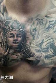 Chest Tiger Buddha tattoo Tatchi