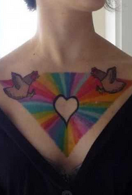 female chest personality tattoo pattern