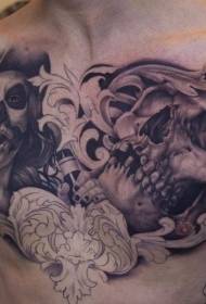 zwarte borstas met rokend monster tattoo patroon