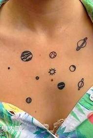 Chest Universe Planet Tattoo Pattern