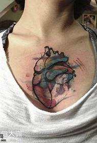 chest heart tattoo pattern