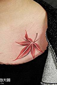 Chest Red Leaf Tattoo Pattern