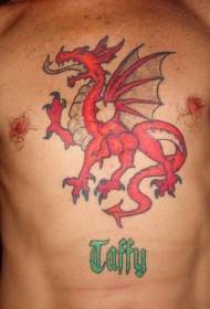 κόκκινο δράκο δράκος μοτίβο τατουάζ στο στήθος