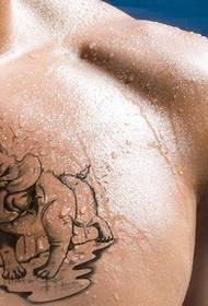 Puppy Tattoo on Male Pectoral Muscle