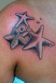axel svart grå stil sjöstjärna tatuering mönster