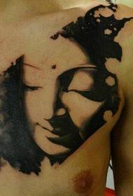 male chest beauty portrait tattoo pattern