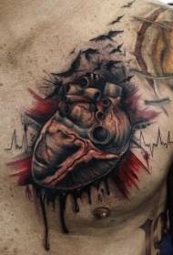 kísérteties reális szív mellkasi tetoválás minta