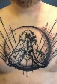 kifua fuvu kubwa mamalia na mshale tattoo tattoo